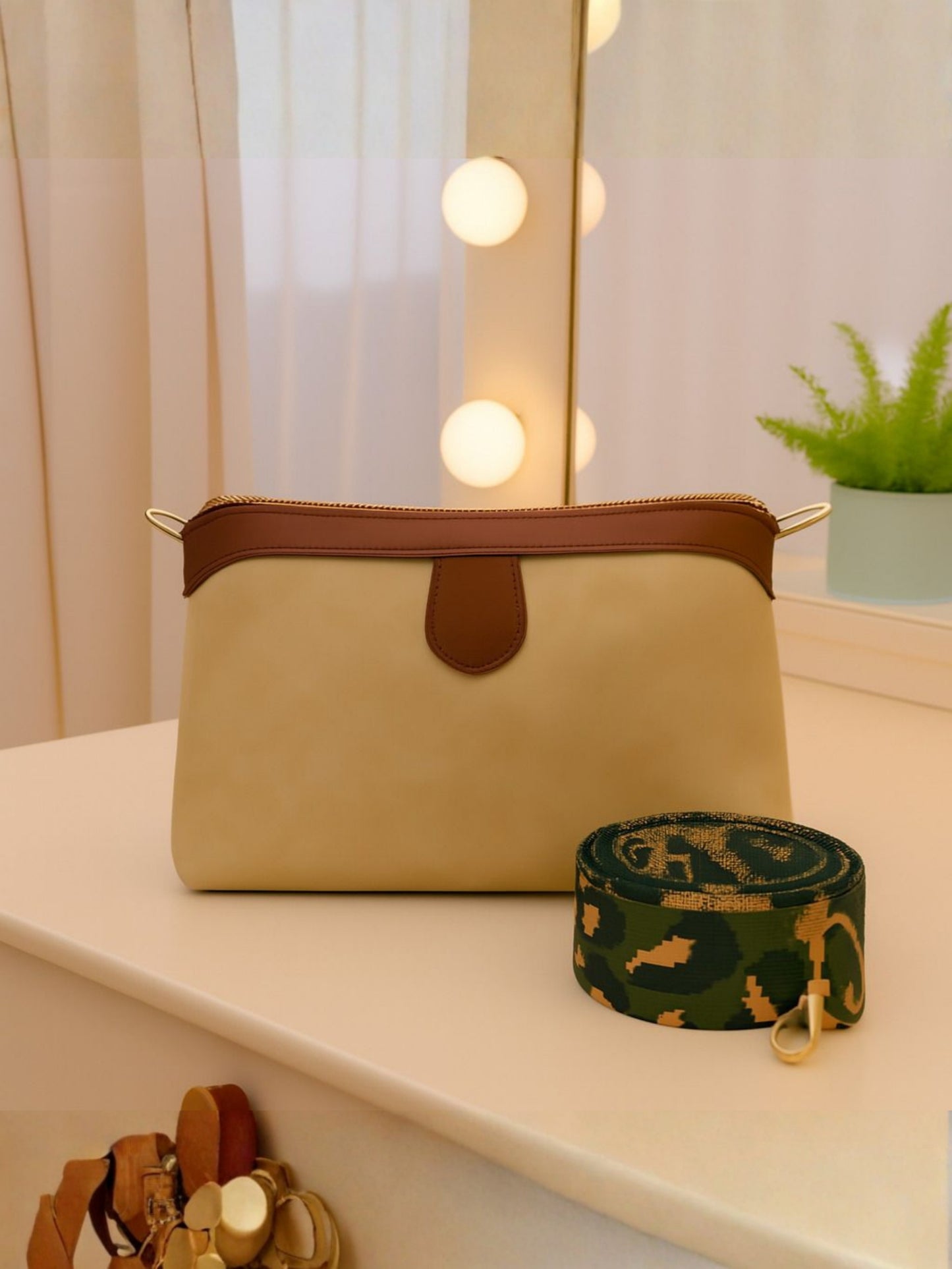 Poorak Beige Sling Bag Crossbody Double Color Bag for Girls & Women