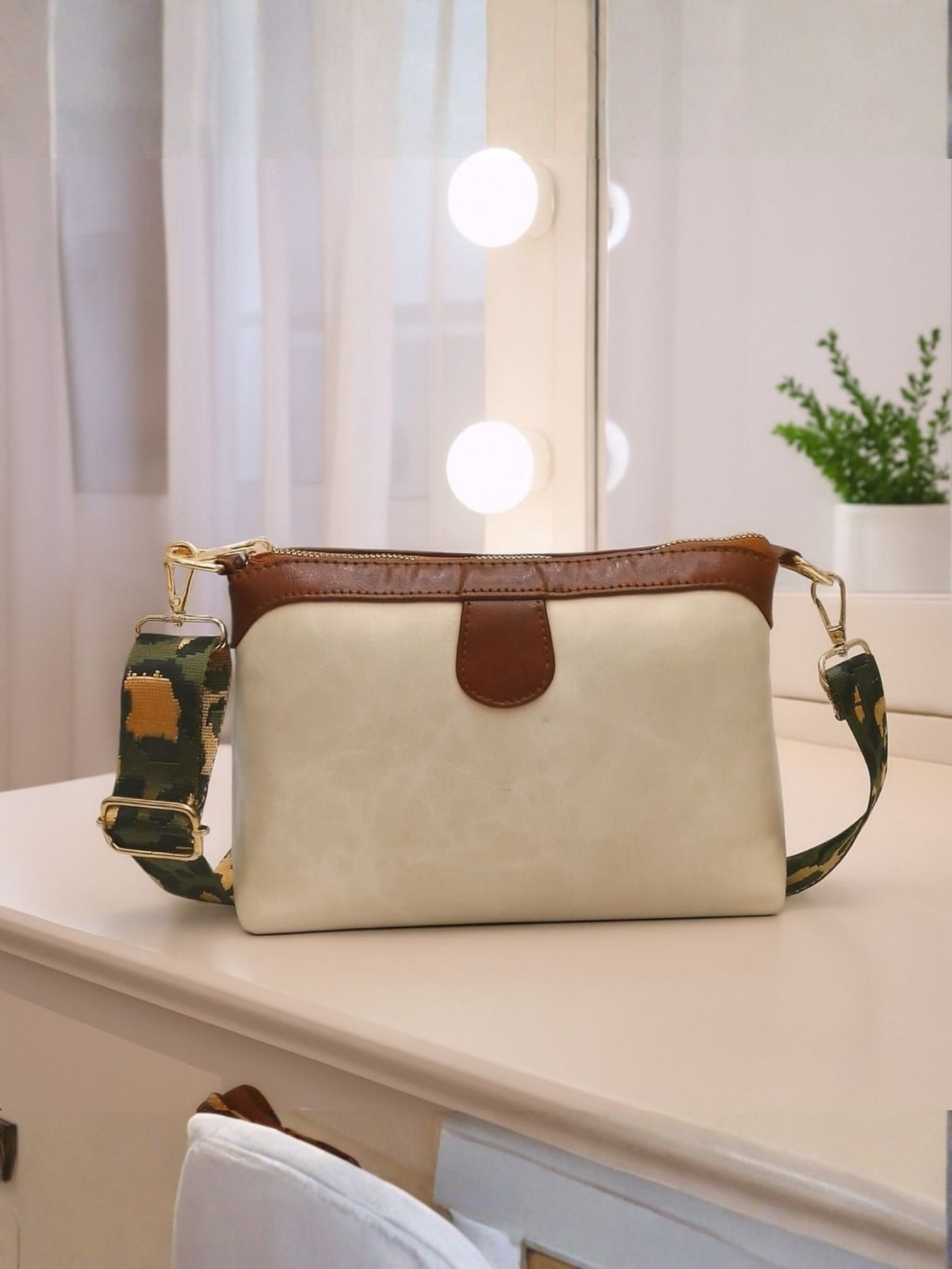 Poorak Beige Sling Bag Crossbody Double Color Bag for Girls & Women