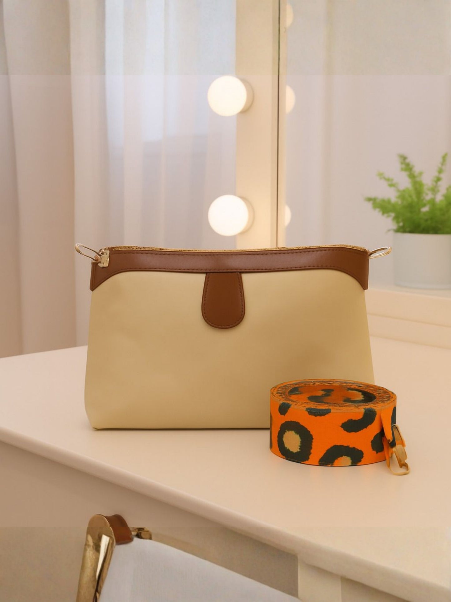 Poorak Beige Sling Bag Crossbody Double Color Bag for Girls & Women