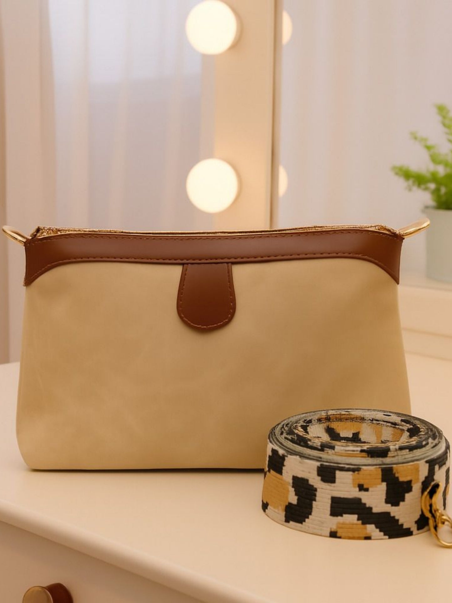 Poorak Beige Sling Bag Crossbody Double Color Bag for Girls & Women