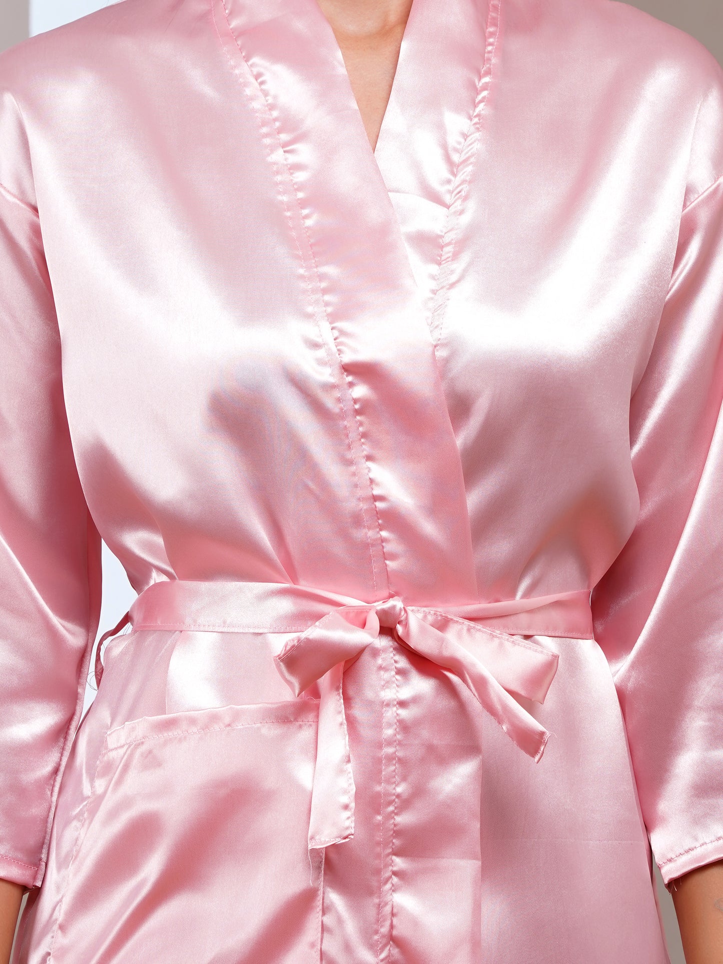 Poorak Premium Satin Full Sleeve Solid Bathrobe | Elegant Unisex Loungewear for Home & Spa