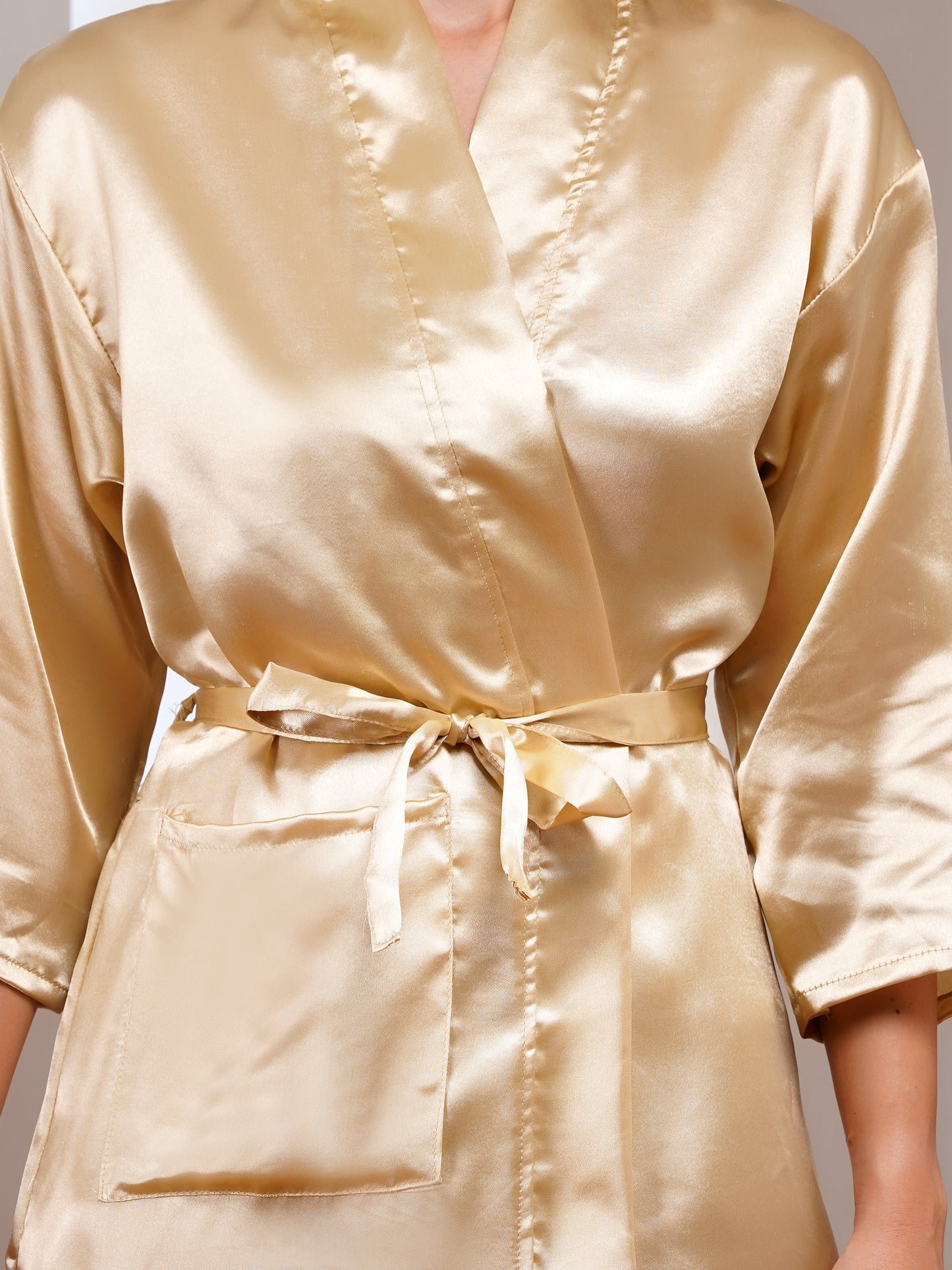 Poorak Premium Satin Full Sleeve Solid Bathrobe | Elegant Unisex Loungewear for Home & Spa