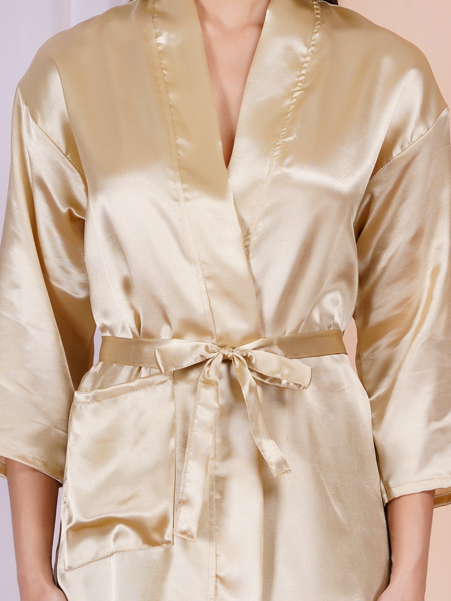 Poorak Premium Satin Full Sleeve Bathrobe – Solid Print | Luxurious & Silky Soft Robe for Men & Women