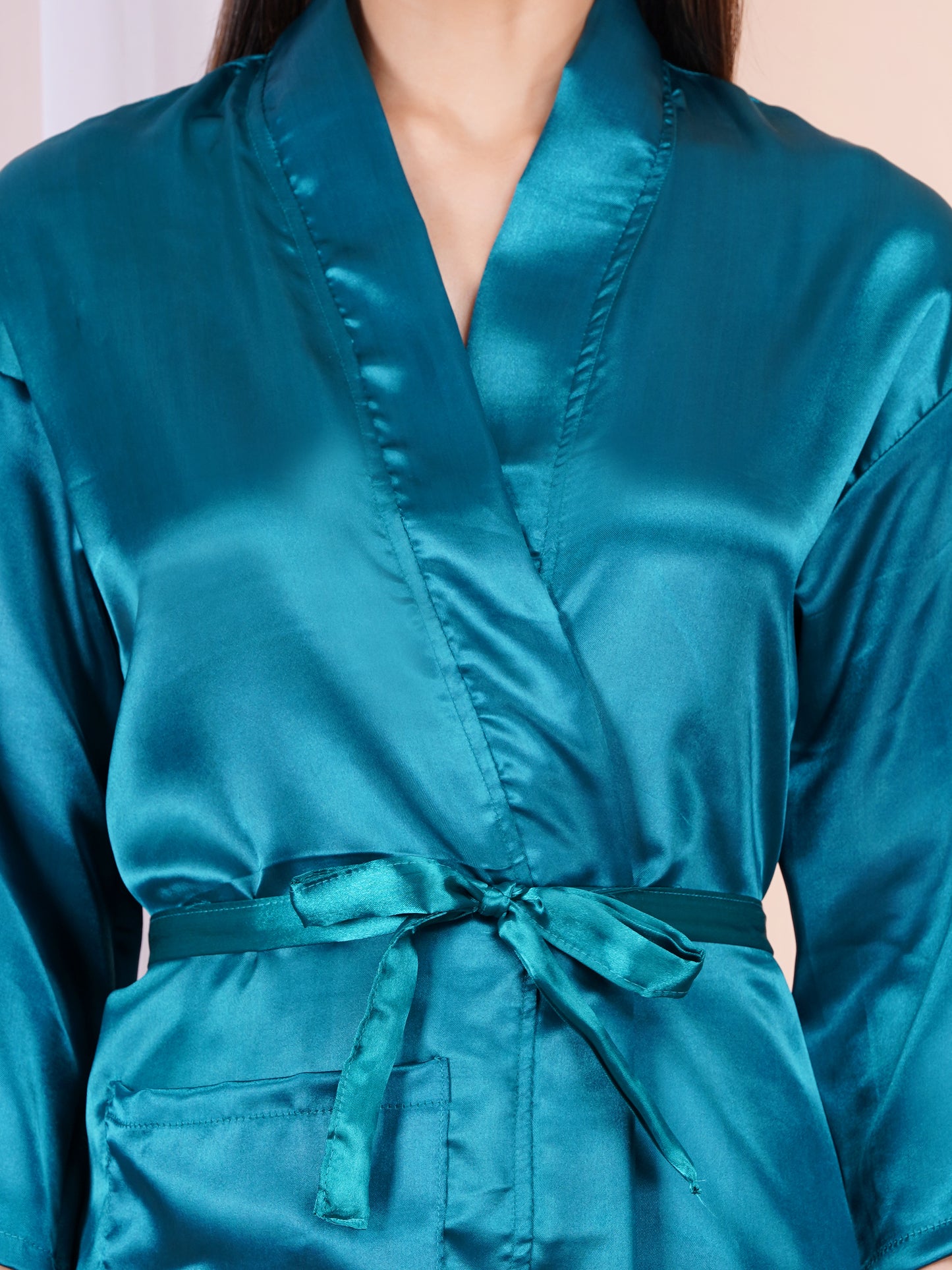 Poorak Premium Satin Full Sleeve Bathrobe – Solid Print | Luxurious & Silky Soft Robe for Men & Women