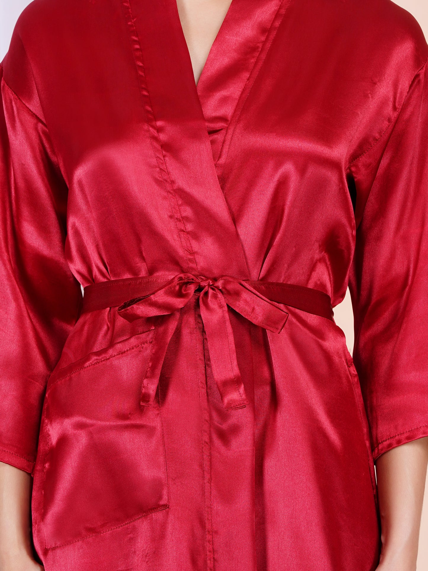 Poorak Premium Satin Full Sleeve Bathrobe – Solid Print | Luxurious & Silky Soft Robe for Men & Women