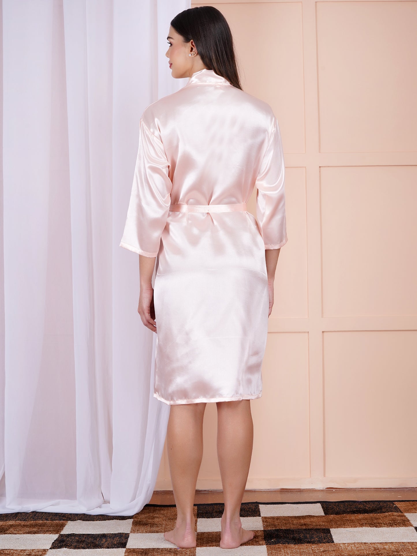 Poorak Premium Satin Full Sleeve Bathrobe – Solid Print | Luxurious & Silky Soft Robe for Men & Women