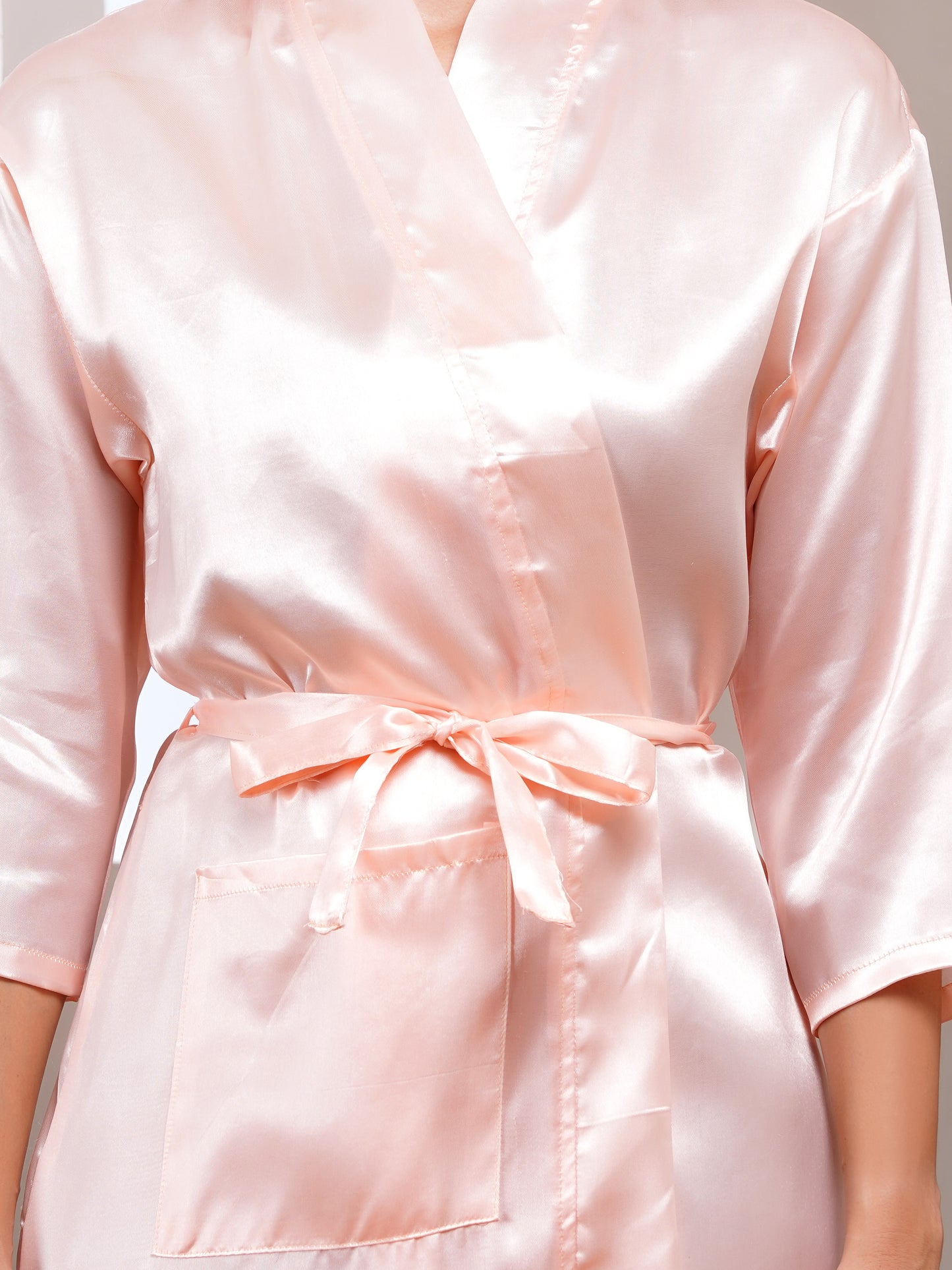 Poorak Premium Satin Full Sleeve Solid Bathrobe | Elegant Unisex Loungewear for Home & Spa