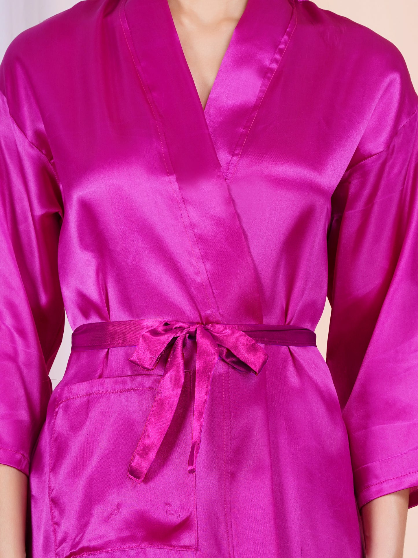 Poorak Premium Satin Full Sleeve Bathrobe – Solid Print | Luxurious & Silky Soft Robe for Men & Women