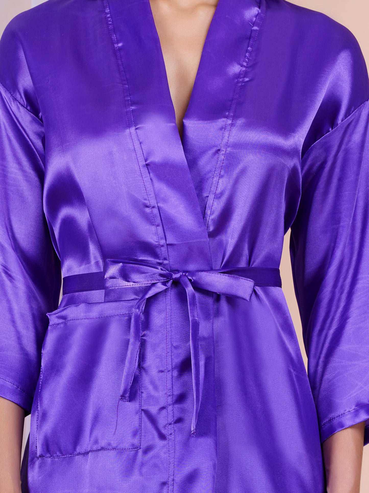 Poorak Premium Satin Full Sleeve Bathrobe – Solid Print | Luxurious & Silky Soft Robe for Men & Women