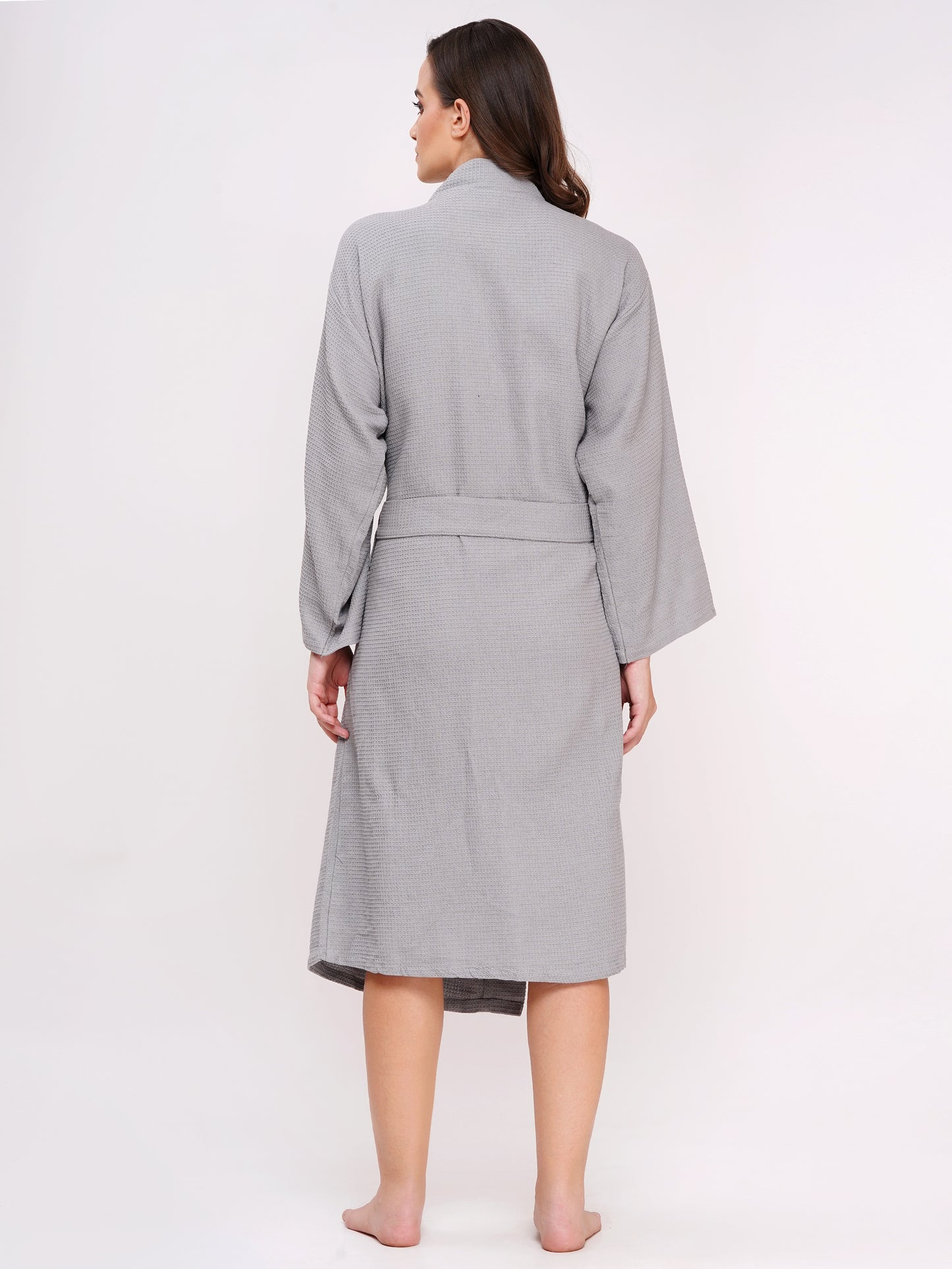 Poorak Waffle Bathrobe (Free Size, Full Sleeve) – Soft, Lightweight & Absorbent Unisex Robe for Home, Spa & Travel