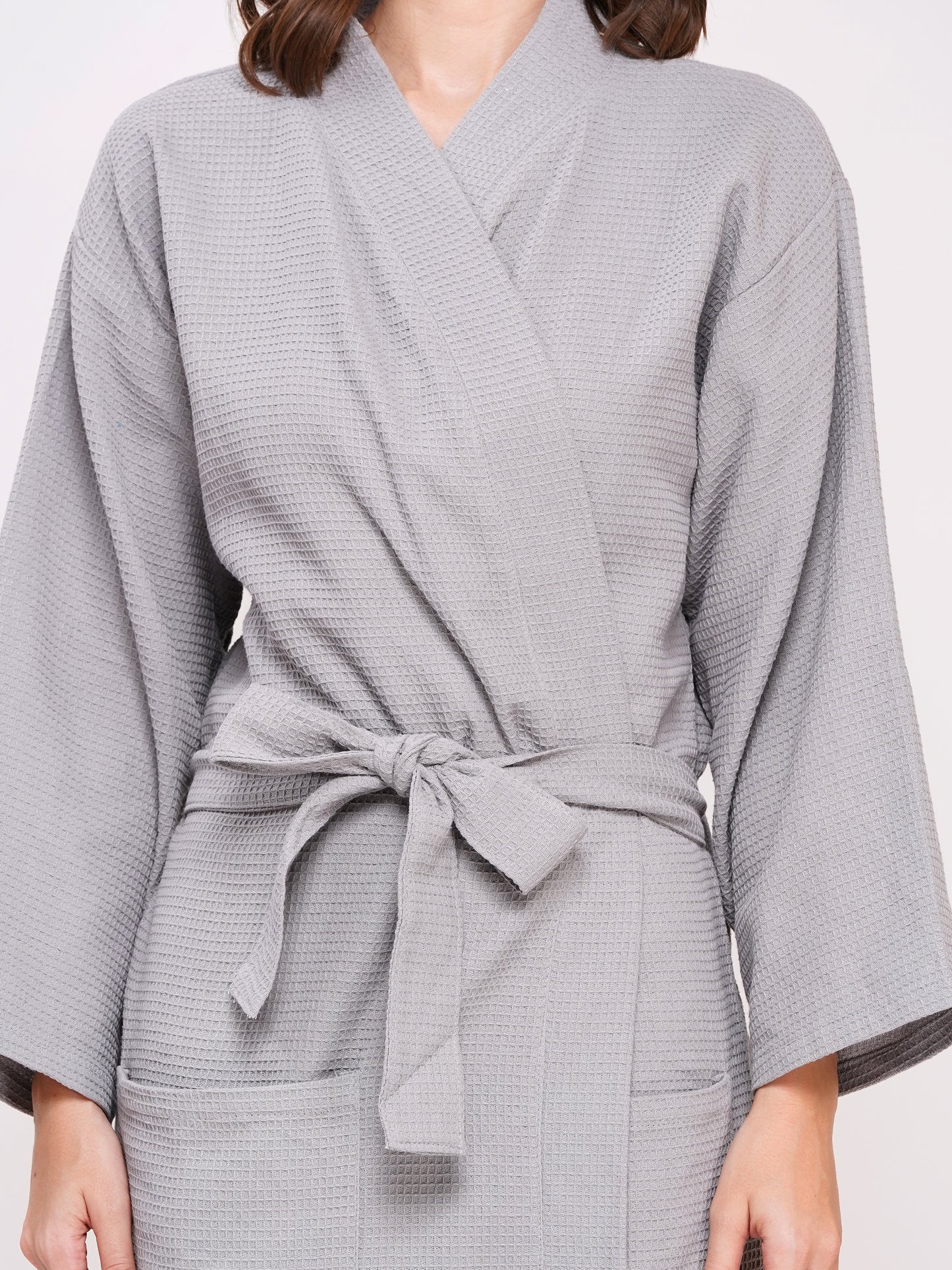 Poorak Waffle Bathrobe (Free Size, Full Sleeve) – Soft, Lightweight & Absorbent Unisex Robe for Home, Spa & Travel