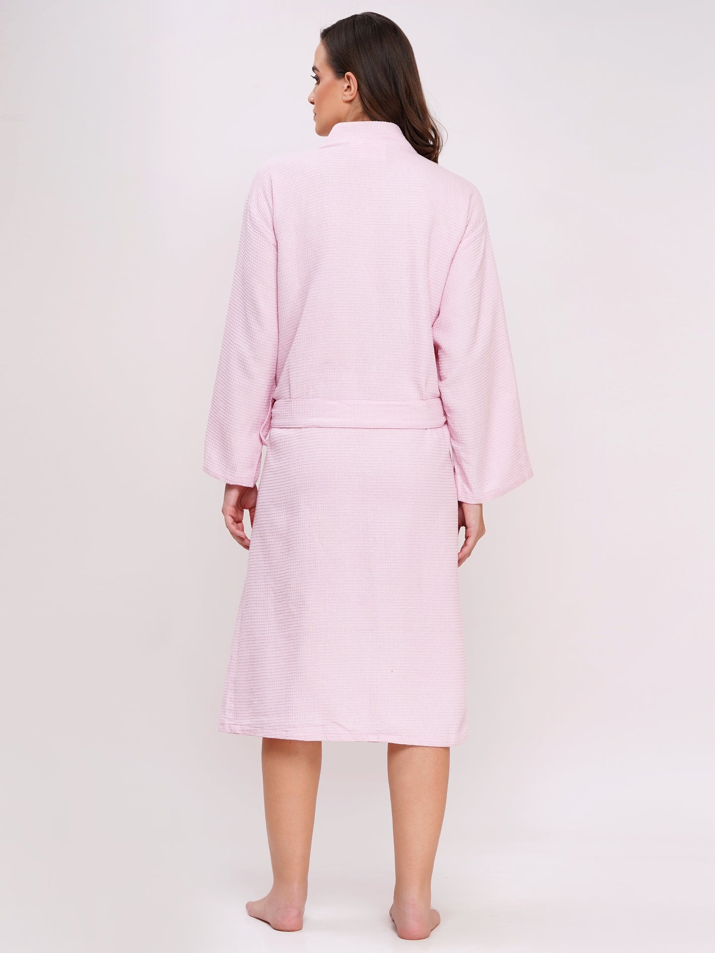 Poorak Waffle Bathrobe (Free Size, Full Sleeve) – Soft, Lightweight & Absorbent Unisex Robe for Home, Spa & Travel