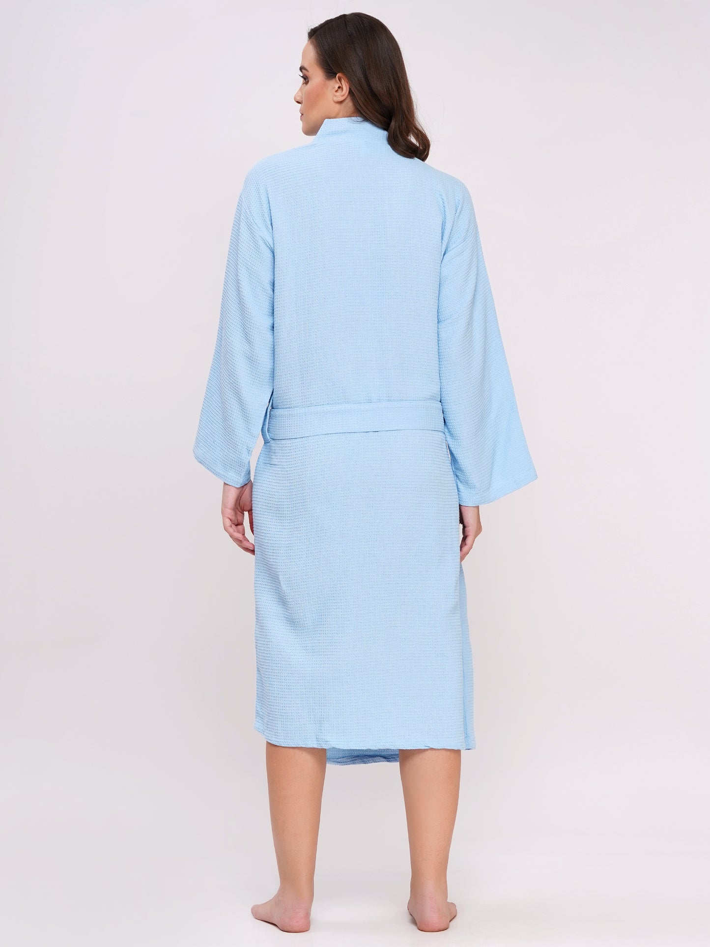 Poorak Waffle Bathrobe (Free Size, Full Sleeve) – Soft, Lightweight & Absorbent Unisex Robe for Home, Spa & Travel