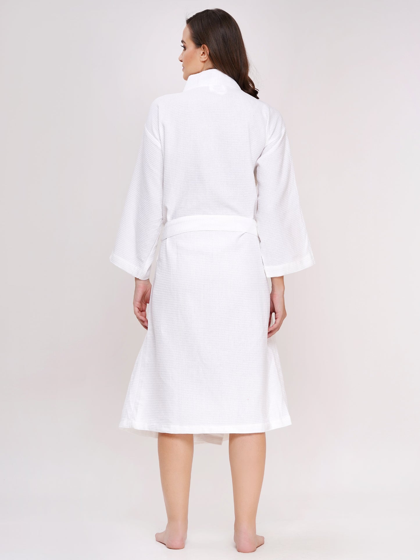 Poorak Waffle Bathrobe (Free Size, Full Sleeve) – Soft, Lightweight & Absorbent Unisex Robe for Home, Spa & Travel