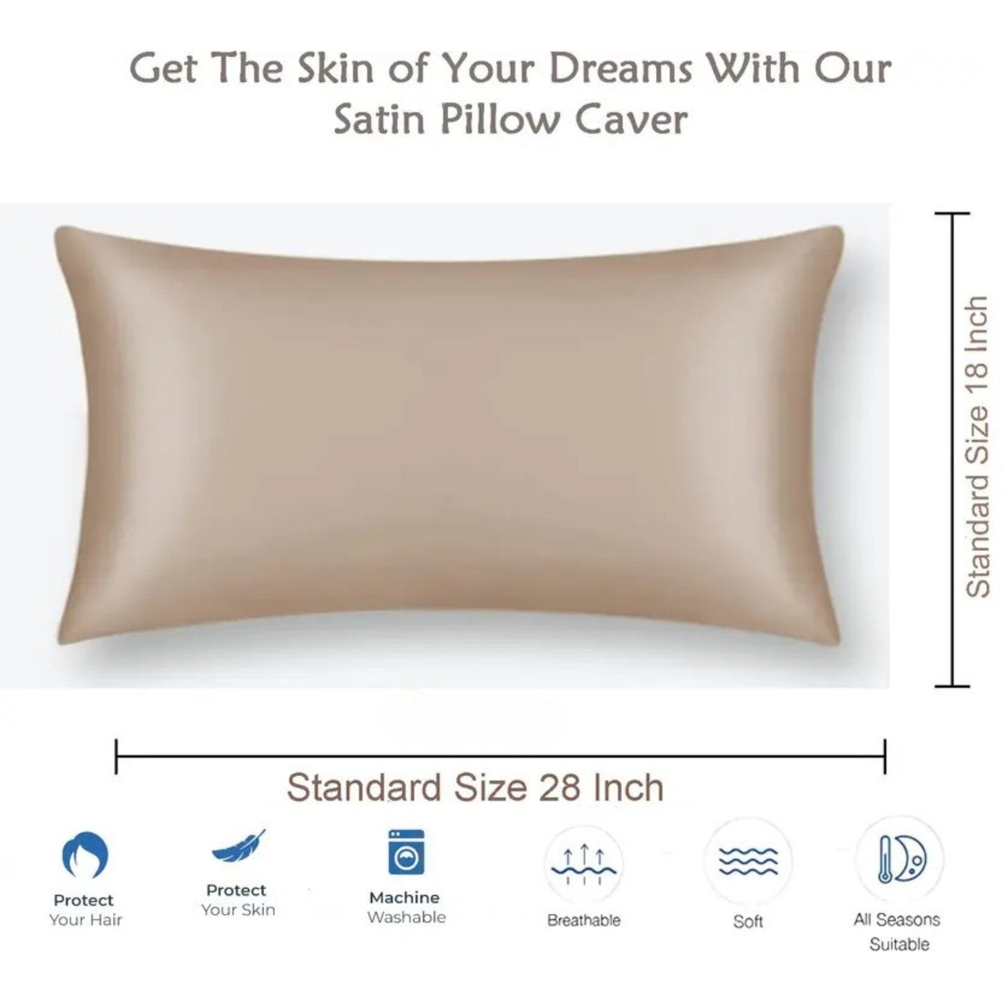 Poorak Elegant Satin Pillowcase – Soft, Shiny, Durable, Skin-Friendly, and Perfect for Bedroom Decor