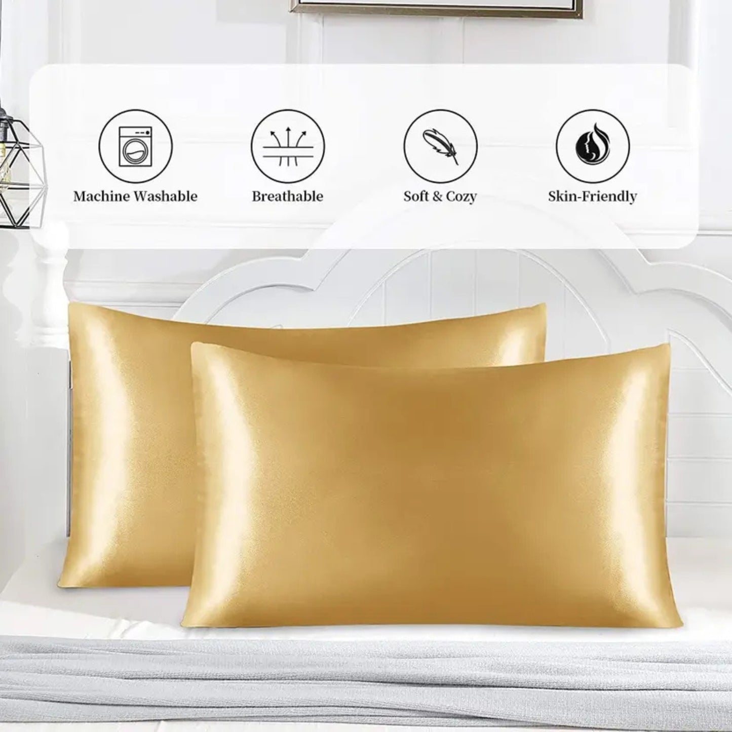 Poorak Elegant Satin Pillowcase – Soft, Shiny, Durable, Skin-Friendly, and Perfect for Bedroom Decor
