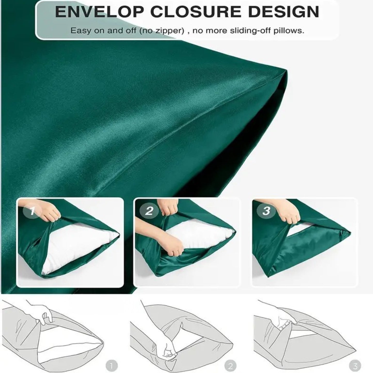 Poorak Elegant Satin Pillowcase – Soft, Shiny, Durable, Skin-Friendly, and Perfect for Bedroom Decor