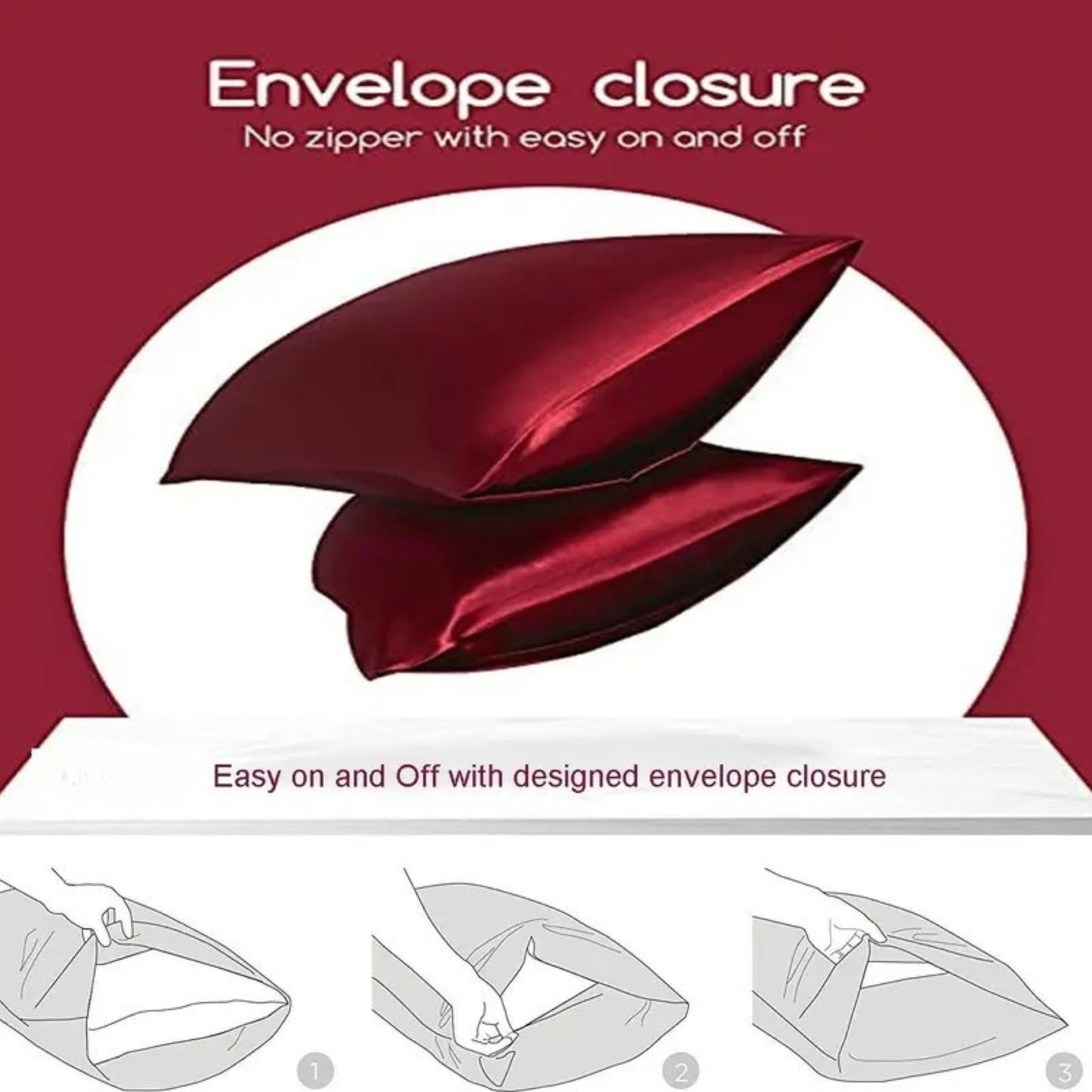 Poorak Elegant Satin Pillowcase – Soft, Shiny, Durable, Skin-Friendly, and Perfect for Bedroom Decor