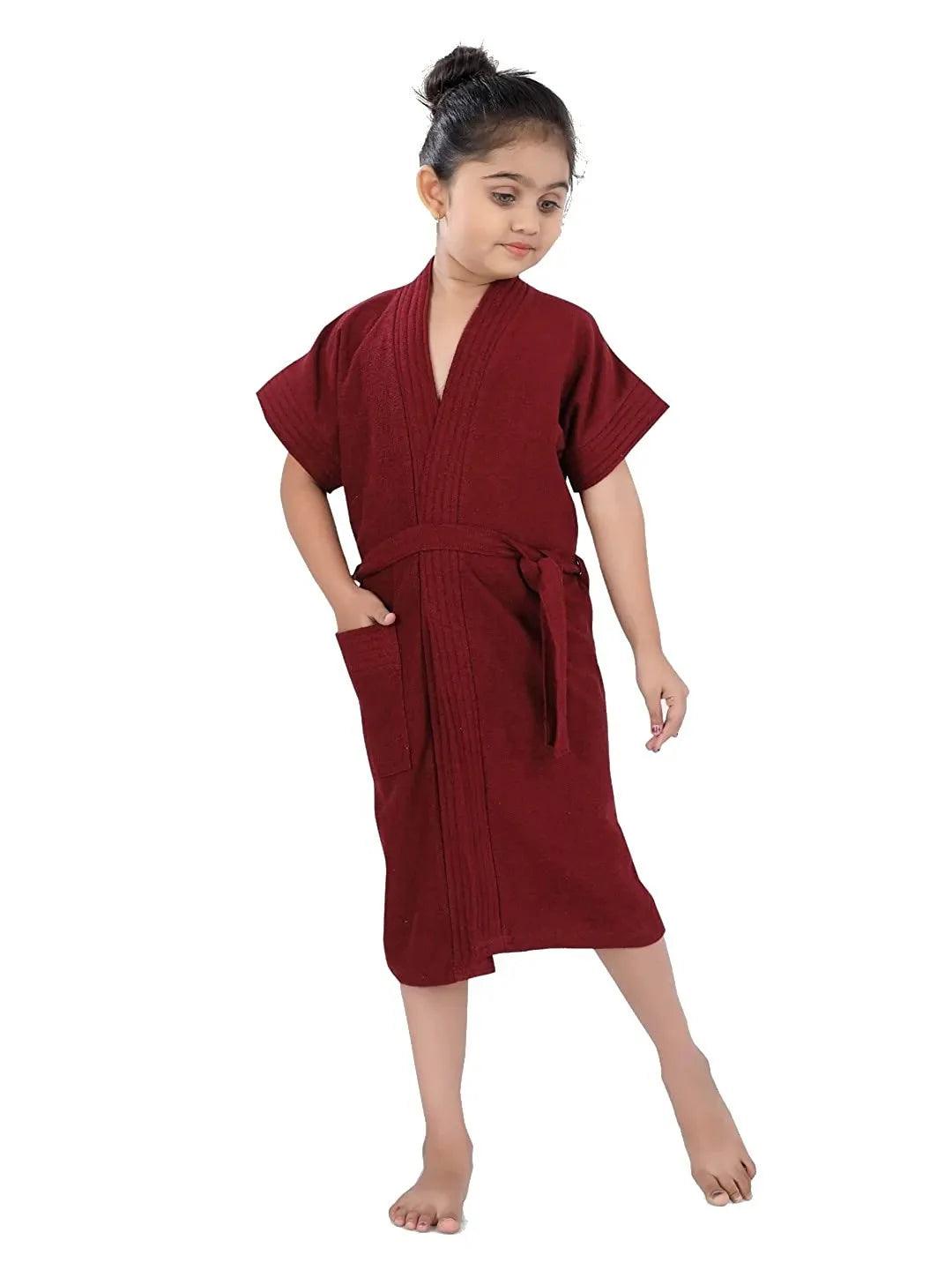 Poorak Terry Free Size Bathorbe Cum Towel Gown 7-8 years - POORAK.IN