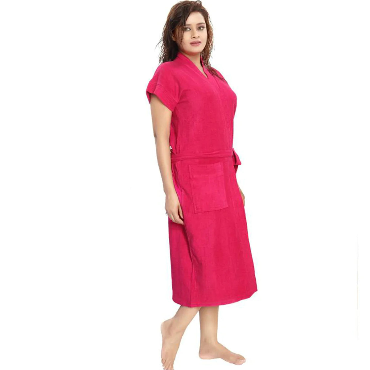 Poorak Terry Free Size Bathorbe Cum Towel Gown fit upto 42 inches - POORAK.IN